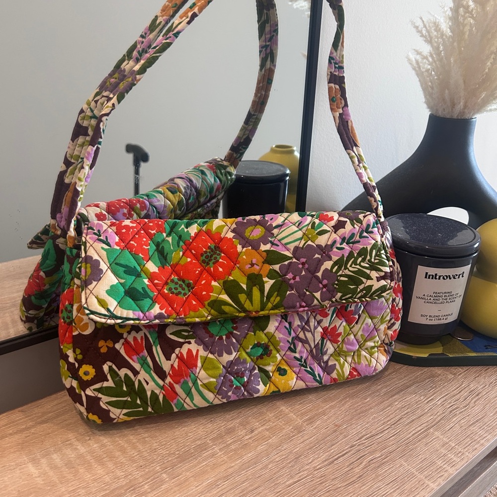 Vera Bradley Floral Quilted Shoulder Bag in Brown, Green, Red, Purple